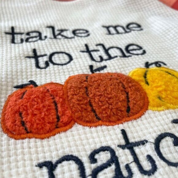 5/$20 NEW 0-3M Infants Take Me To the Pumpkin Patch Embroidered Jumpsuit - Picture 3 of 8